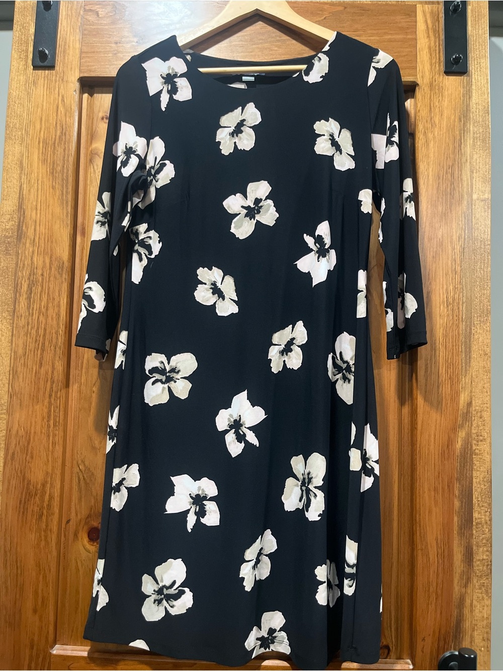 Tommy Hilfiger Black Floral Long-Sleeve Swing Dress